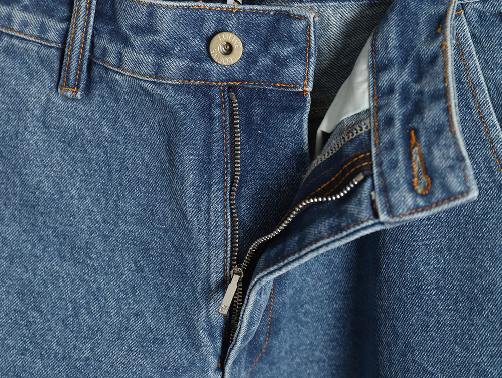 L0ew* half-embroidered denim shorts