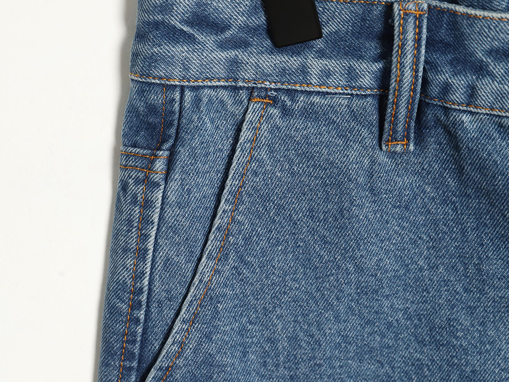 L0ew* half-embroidered denim shorts