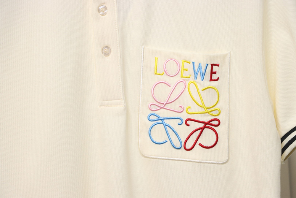 L0ew* pocket colorful embroidery polo short sleeve