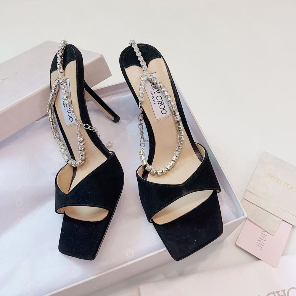 Ji*y Ch* black saeda 100 heeled sandals h:10cm