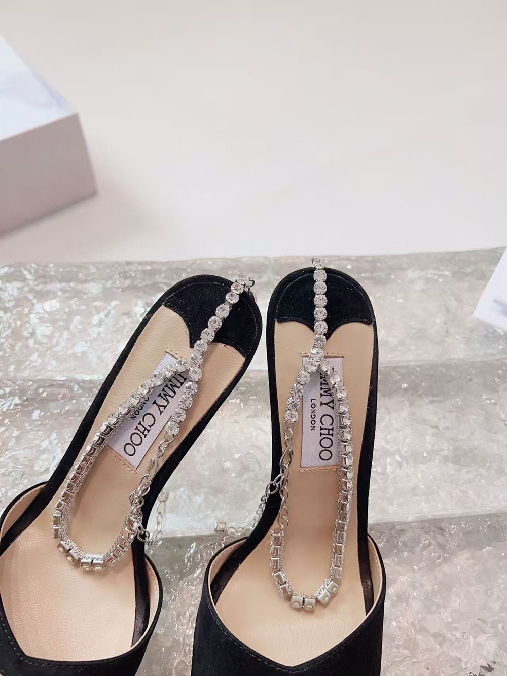 Ji*y Ch* black saeda 100 heeled sandals h:10cm