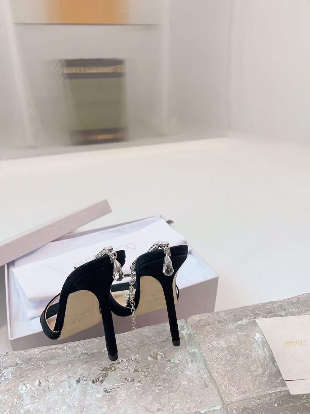 Ji*y Ch* black saeda 100 heeled sandals h:10cm