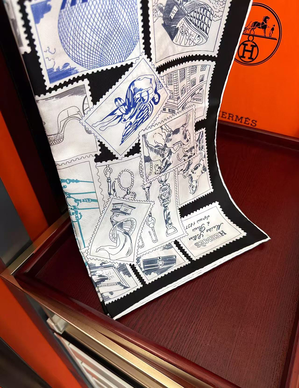 H**mes scarf stamp carre 90 le philateliste du faubourg 90*90cm
