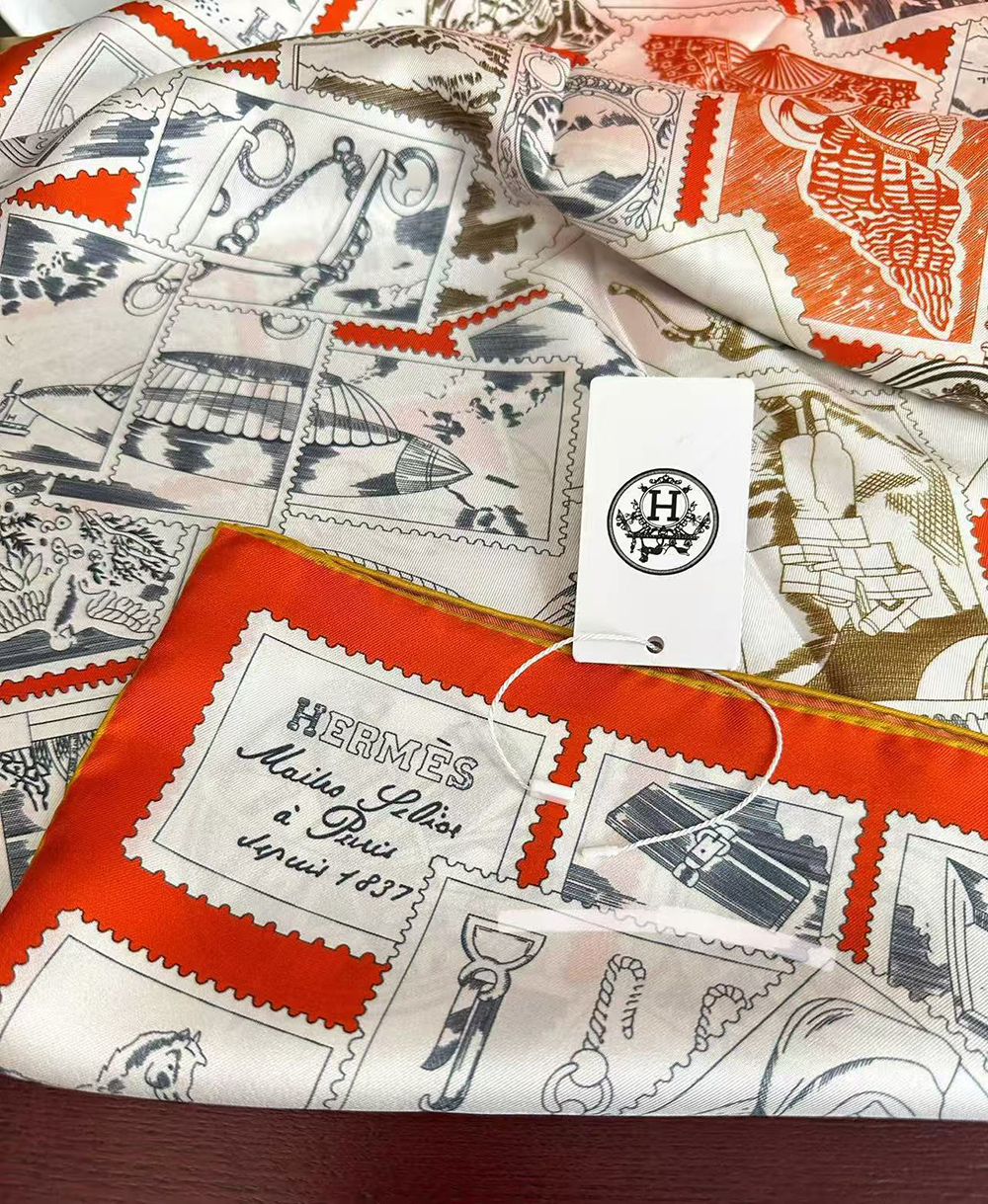 H**mes scarf stamp carre 90 le philateliste du faubourg 90*90cm