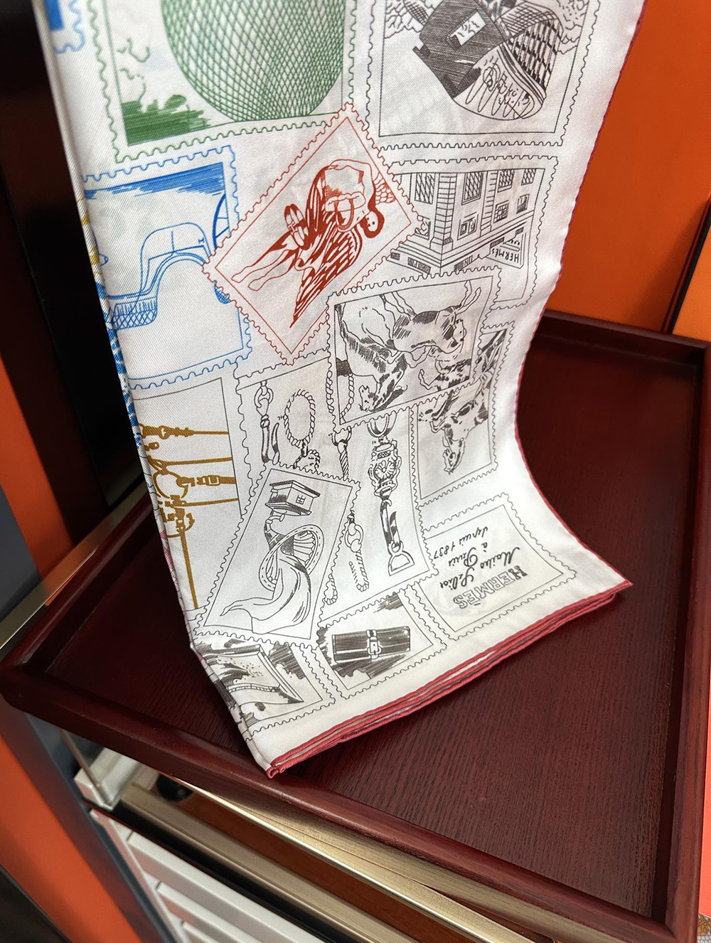 H**mes scarf stamp carre 90 le philateliste du faubourg 90*90cm