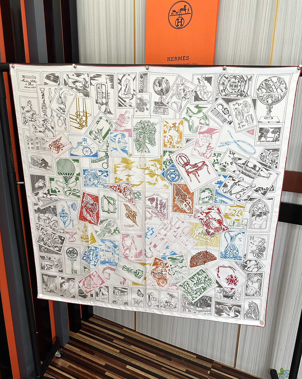 H**mes scarf stamp carre 90 le philateliste du faubourg 90*90cm