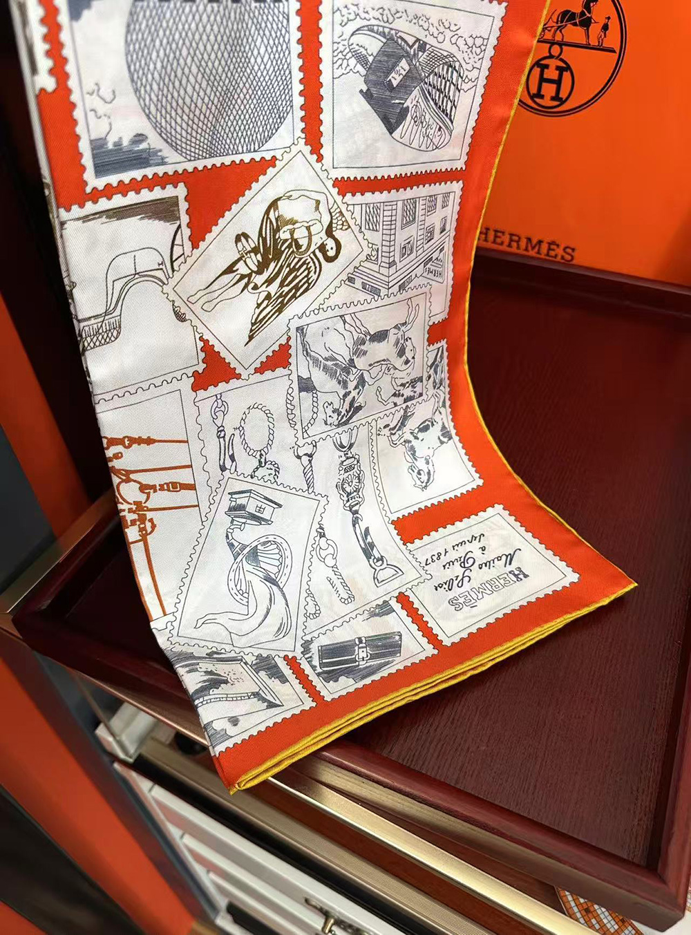 H**mes scarf stamp carre 90 le philateliste du faubourg 90*90cm