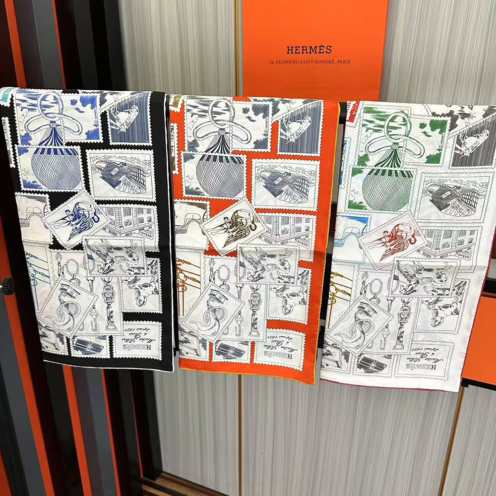 H**mes scarf stamp carre 90 le philateliste du faubourg 90*90cm