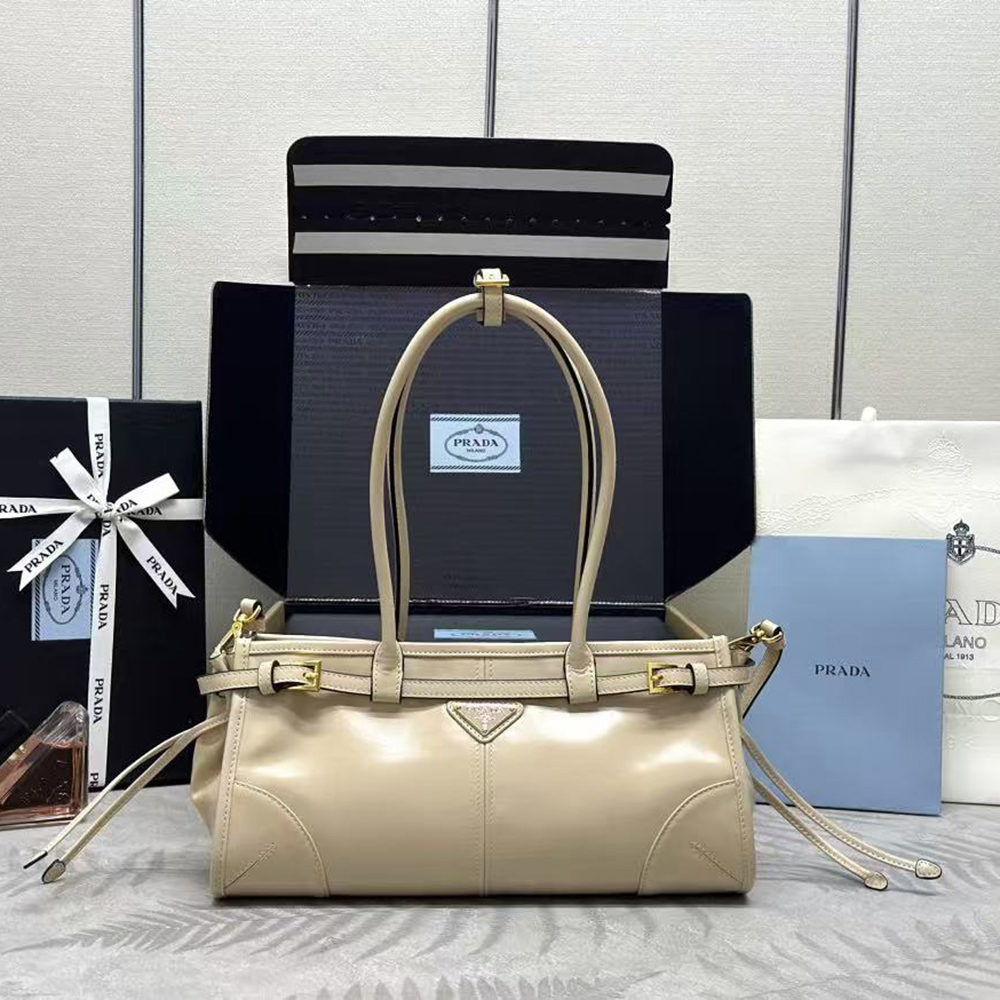 Pra*a bonnie medium leather handbag 1ba426 32*15.5*12cm