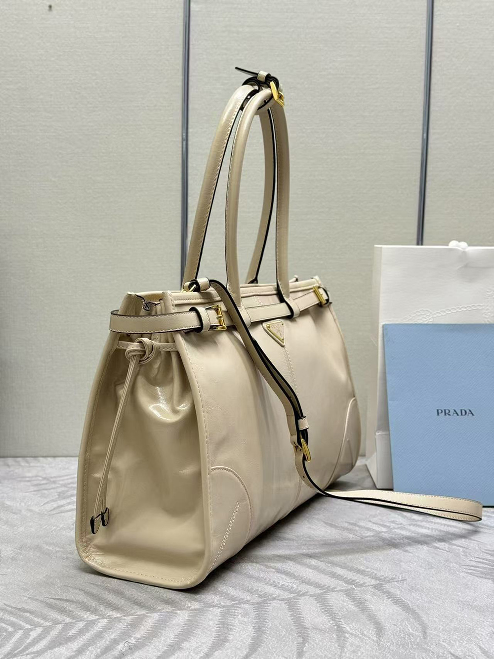 Pra*a bonnie large leather handbag 1ba433 38*30*12cm