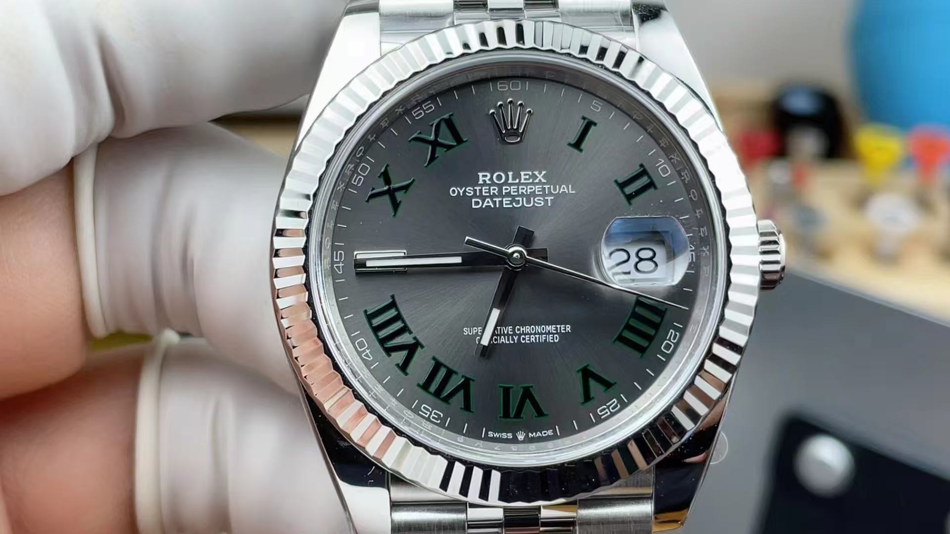 R*l*x - datejust 41mm jubilee 904l gray wimbledon ss/ss clean s3235