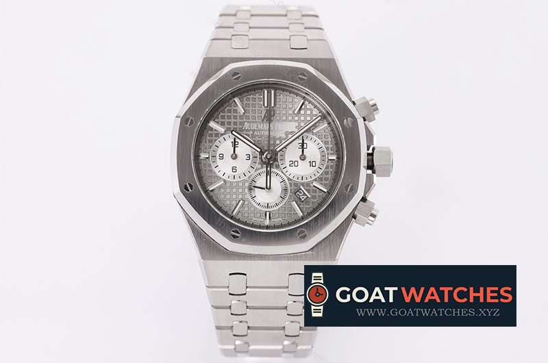 audemars P*g*et- royal oak chronograph 26331st 41mm grey/wht ss/ss omf a7750