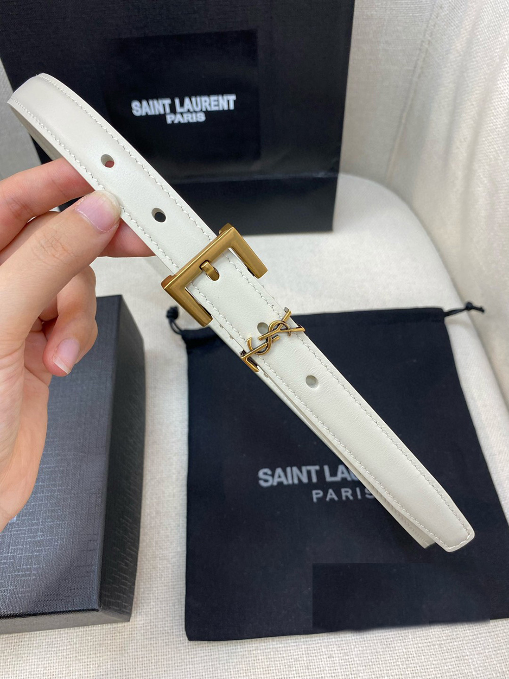 Sa**t Lau*nt cassandre thin belts 554465 20mm