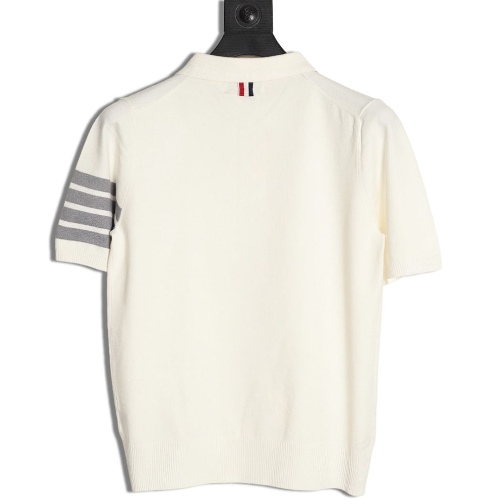 Thom Browne Knitted Four-Bar Polo Short Sleeve T-Shirt