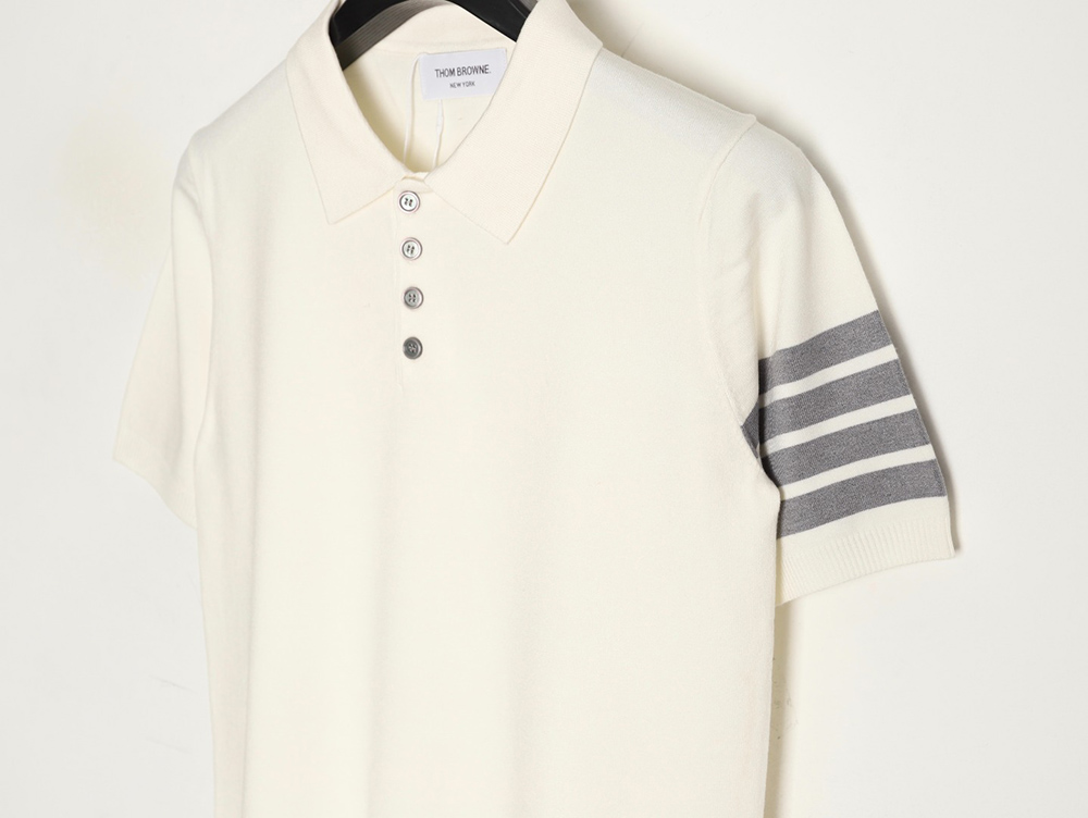 Thom Browne Knitted Four-Bar Polo Short Sleeve T-Shirt