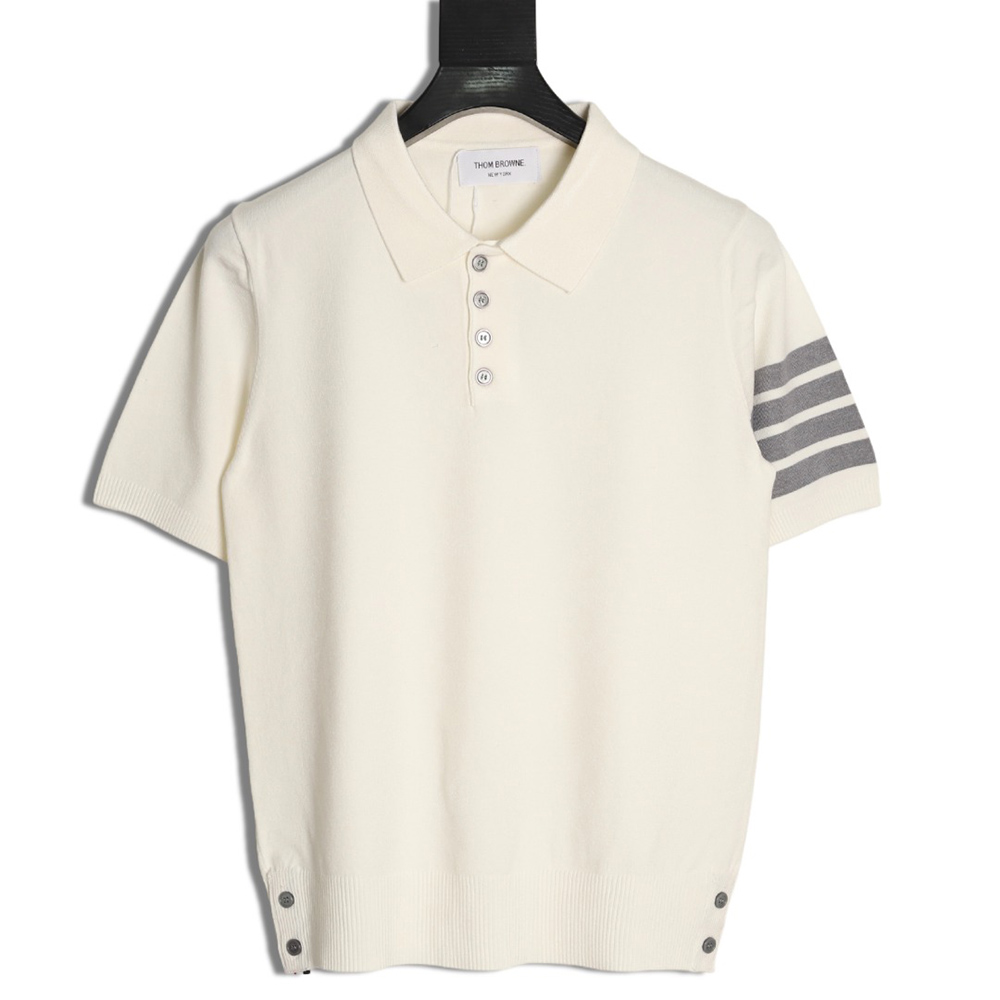 Thom Browne Knitted Four-Bar Polo Short Sleeve T-Shirt
