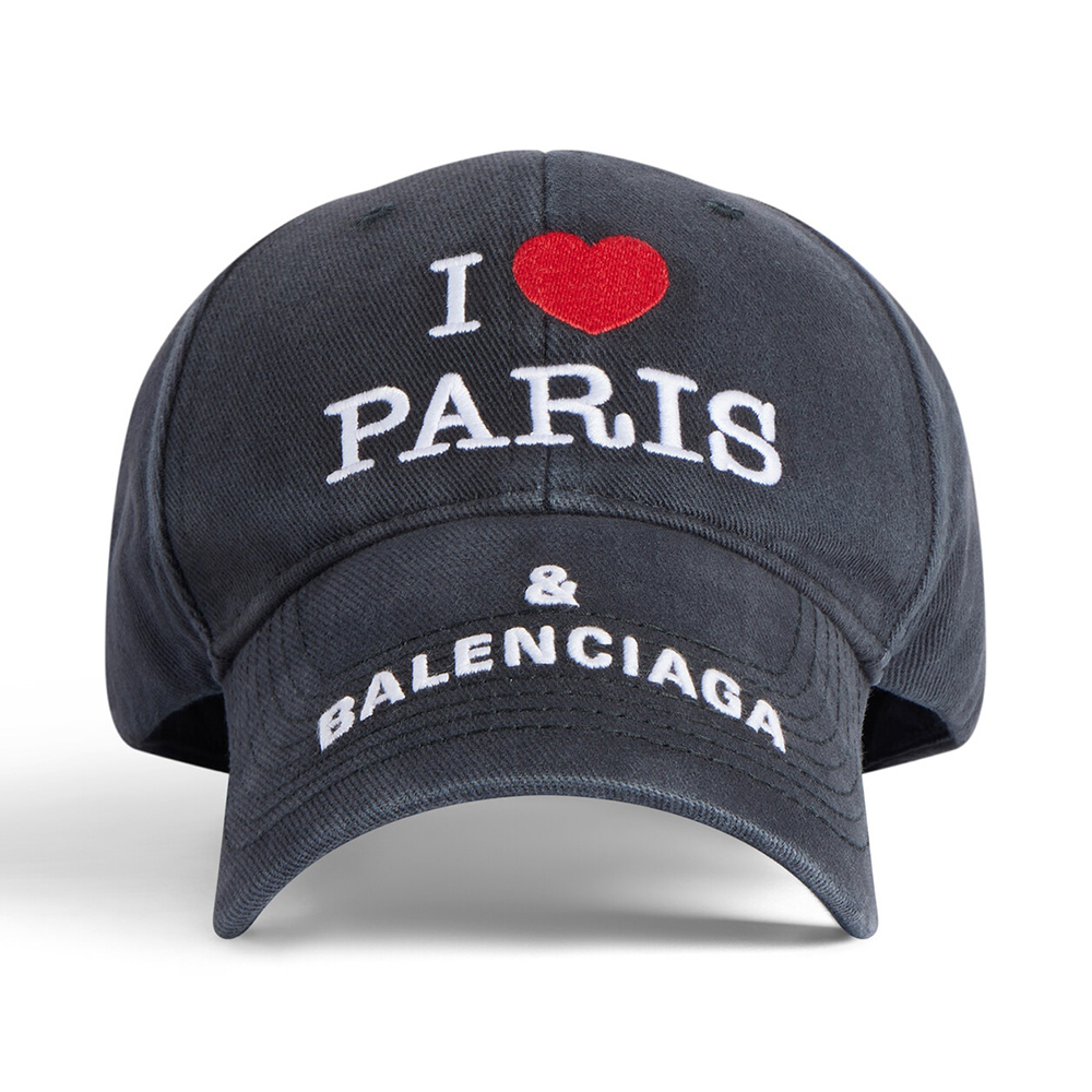 Ba*len*cia*ga i love paris & Ba*len*cia*ga cap in black b21002