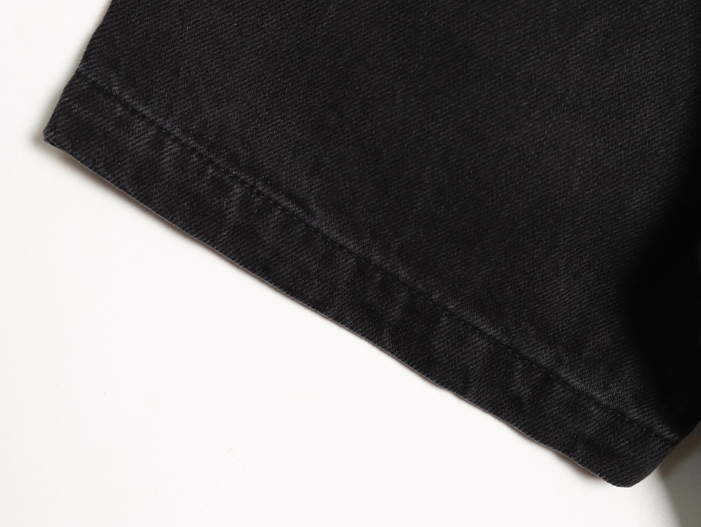 Pra*a triangle logo pocket denim short sleeve shirt