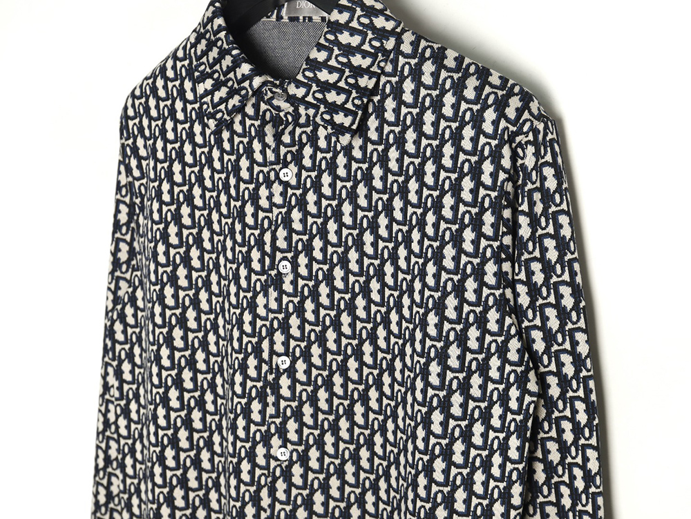 D*or monogram full print jacquard long sleeve shirt
