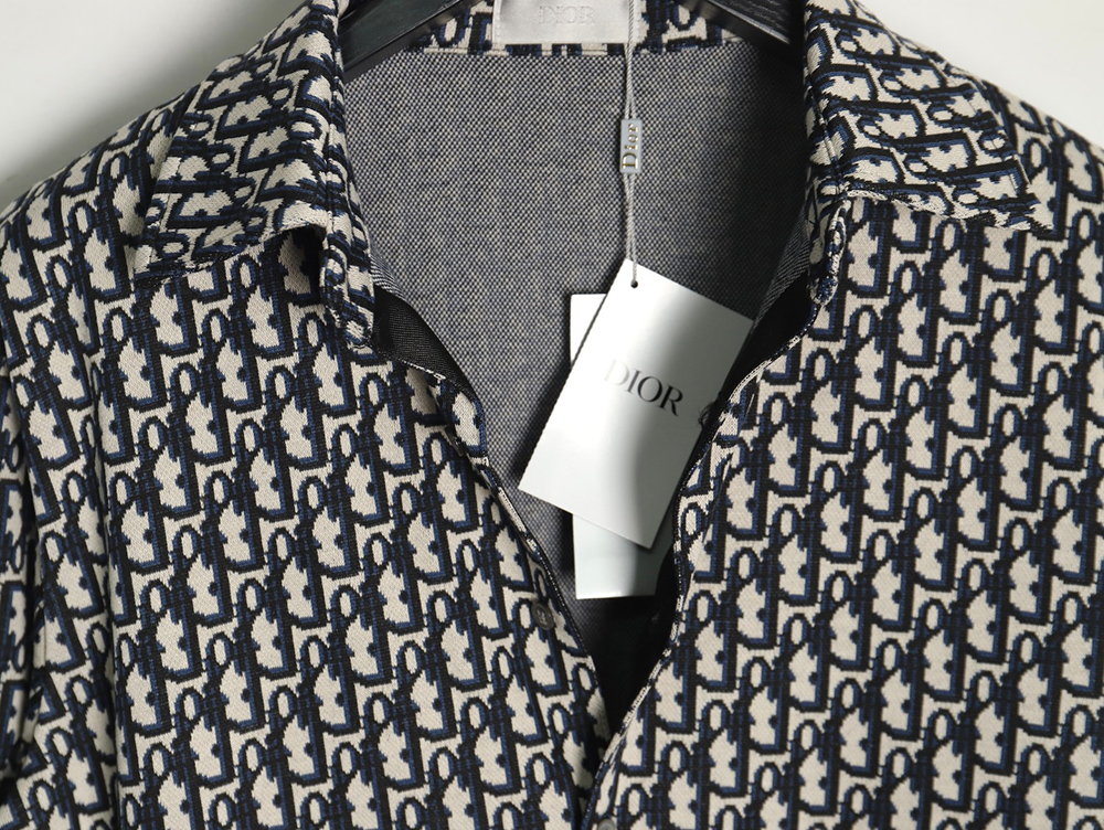 D*or monogram full print jacquard long sleeve shirt