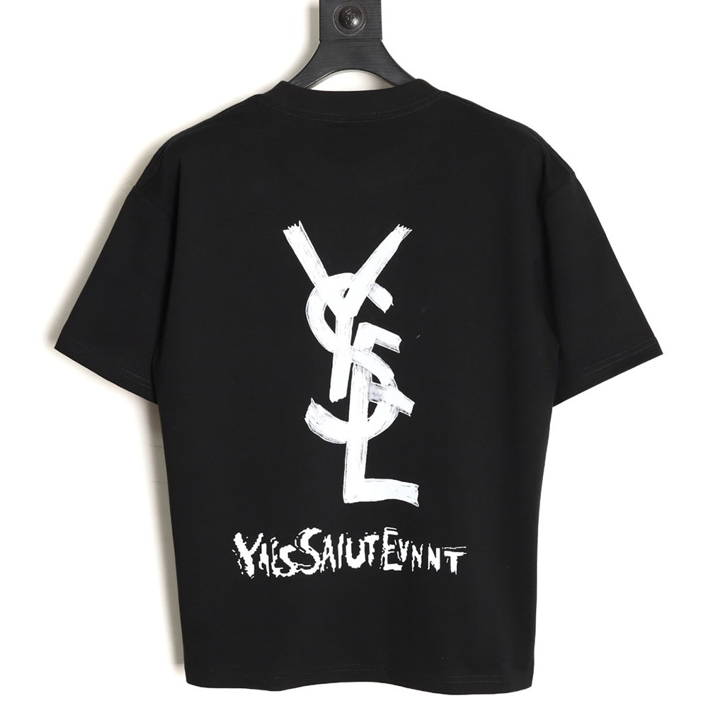 yves Sa**t Lau*nt graffiti print short-sleeved t-shirt