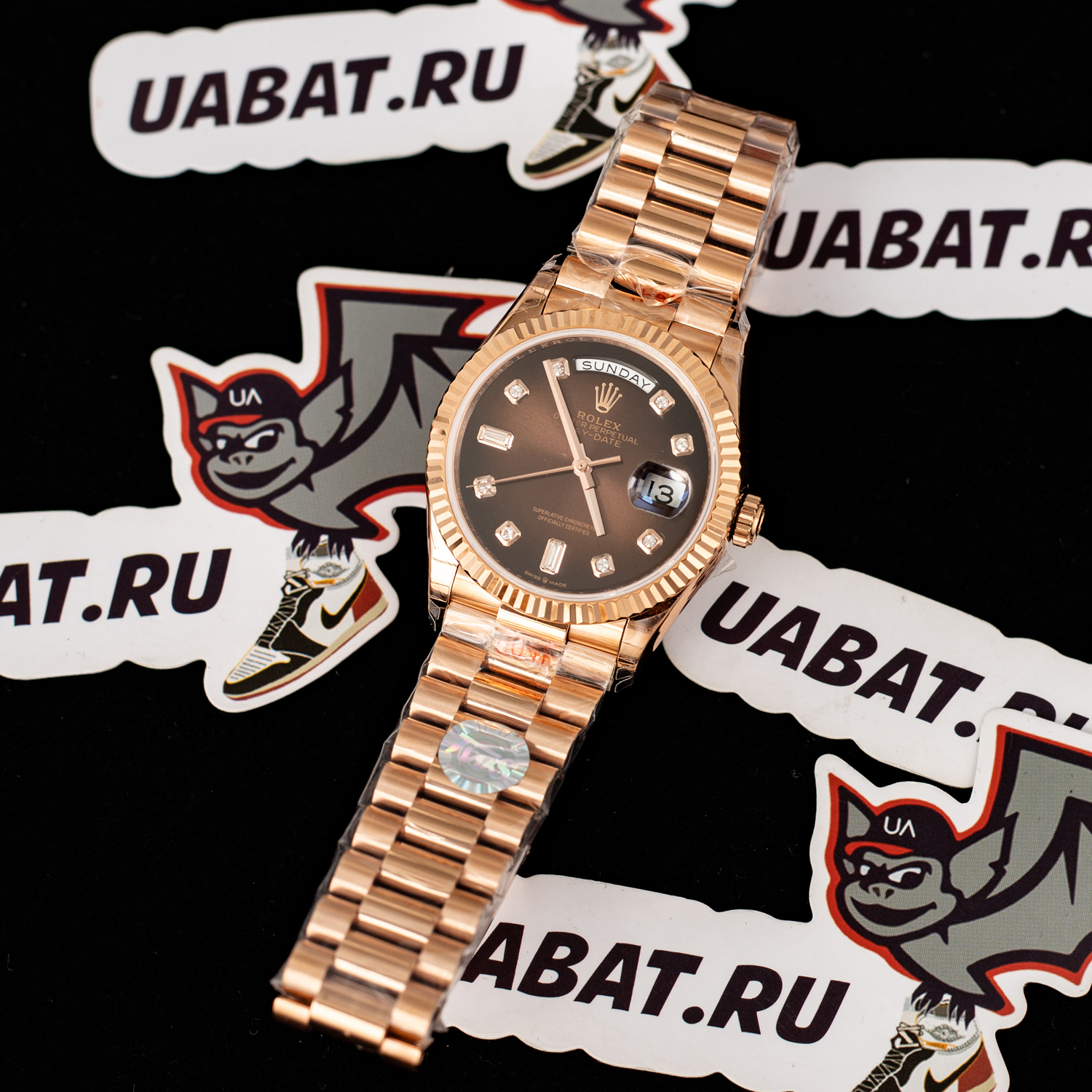 R*l*x - daydate 36mm flt pres rg/rg brown diam ewf a3255 mod