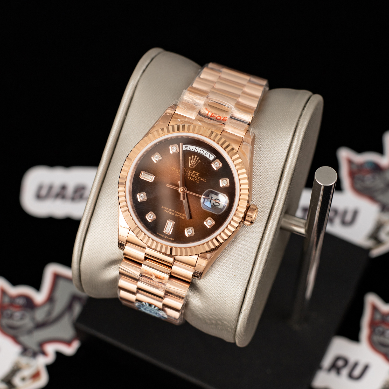 R*l*x - daydate 36mm flt pres rg/rg brown diam ewf a3255 mod