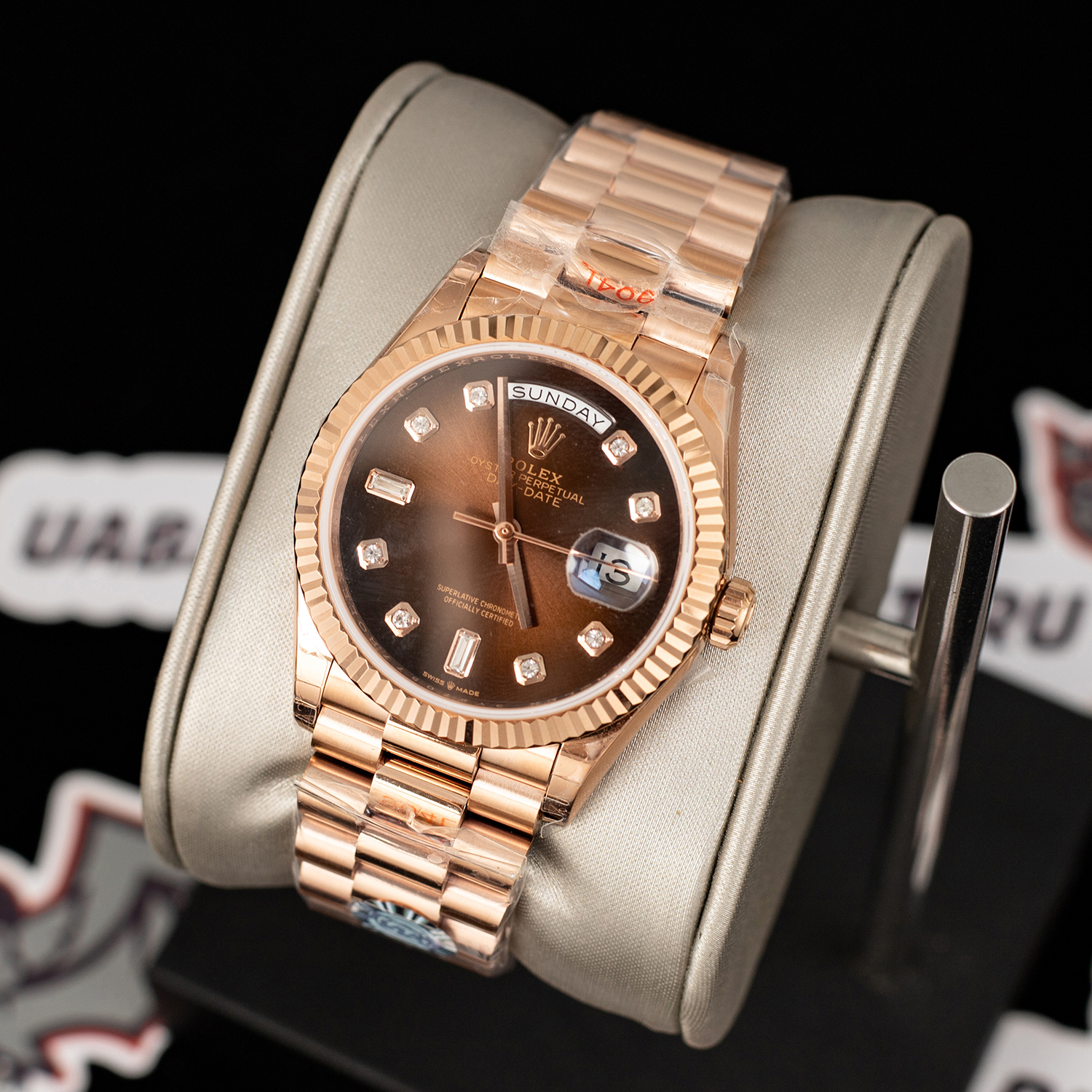 R*l*x - daydate 36mm flt pres rg/rg brown diam ewf a3255 mod