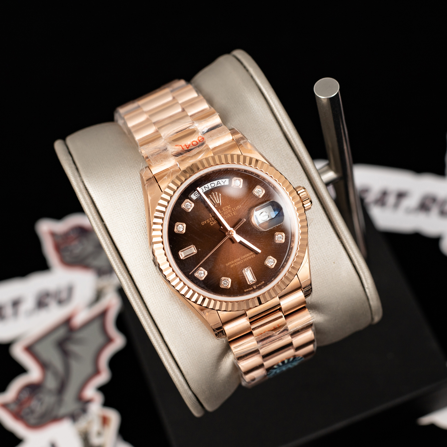 R*l*x - daydate 36mm flt pres rg/rg brown diam ewf a3255 mod