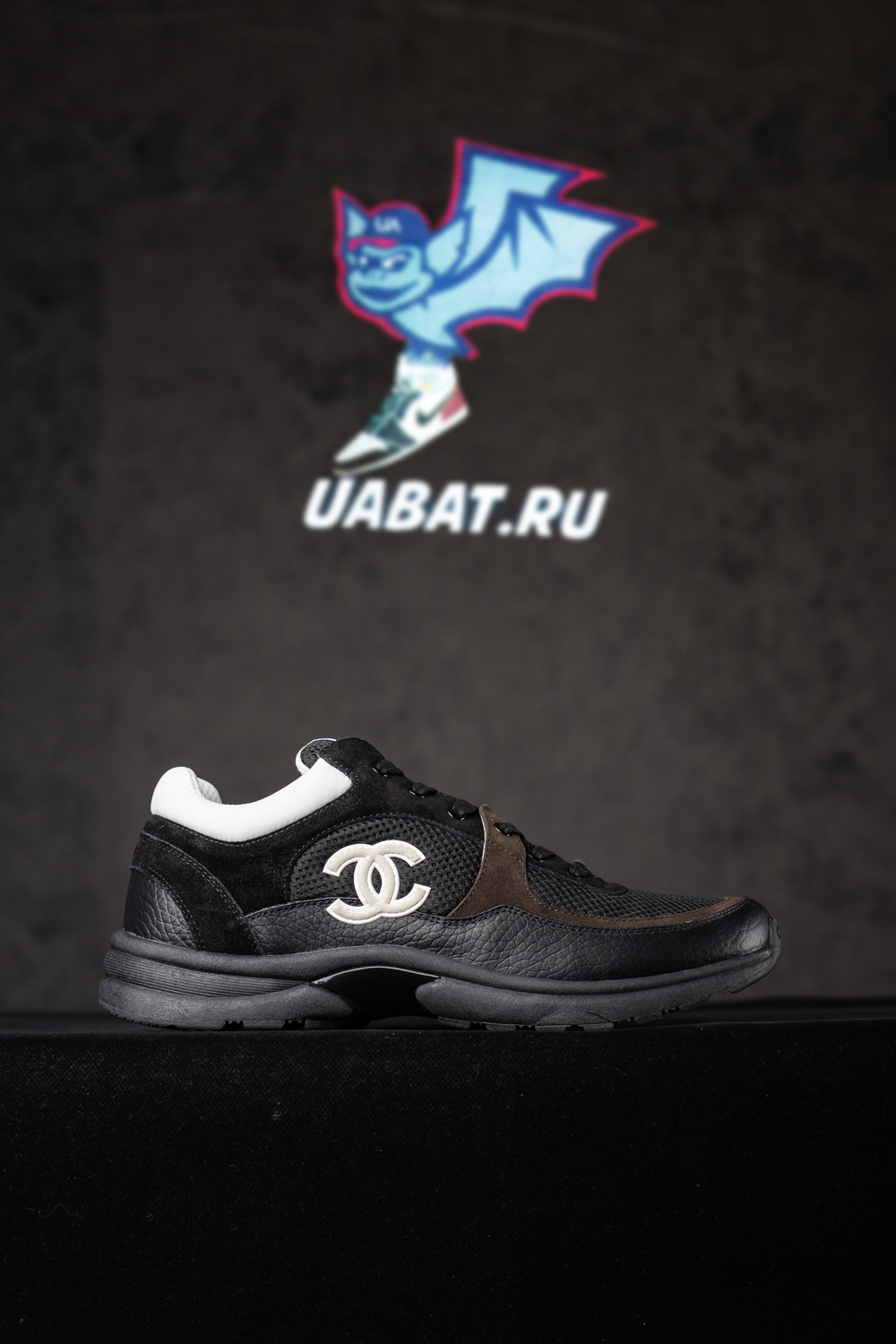 Ch*el cc low-top sneakers black & white