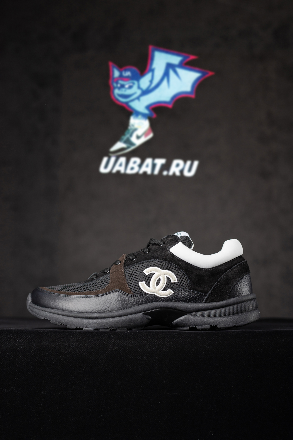 Ch*el cc low-top sneakers black & white