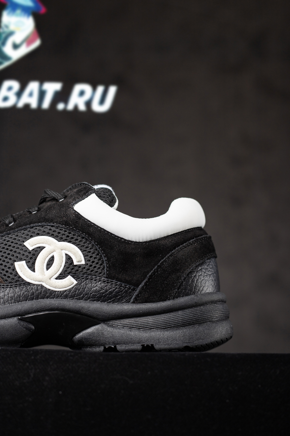 Ch*el cc low-top sneakers black & white