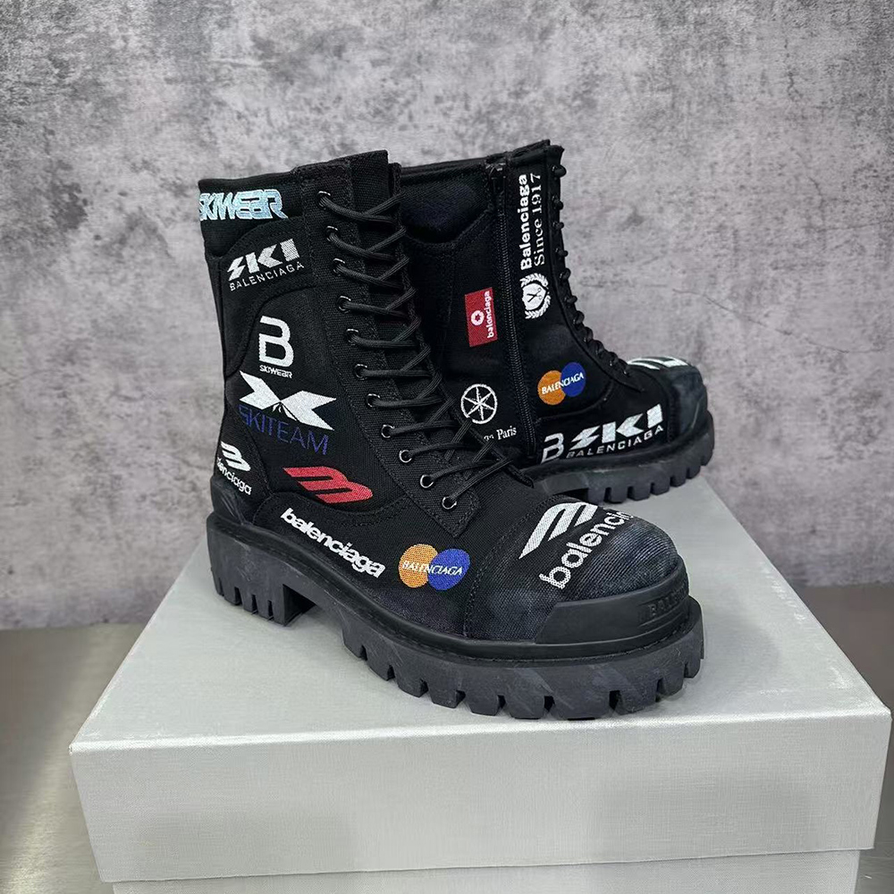 Ba*len*cia*ga combat strike boot ''worn-out - black allover print''