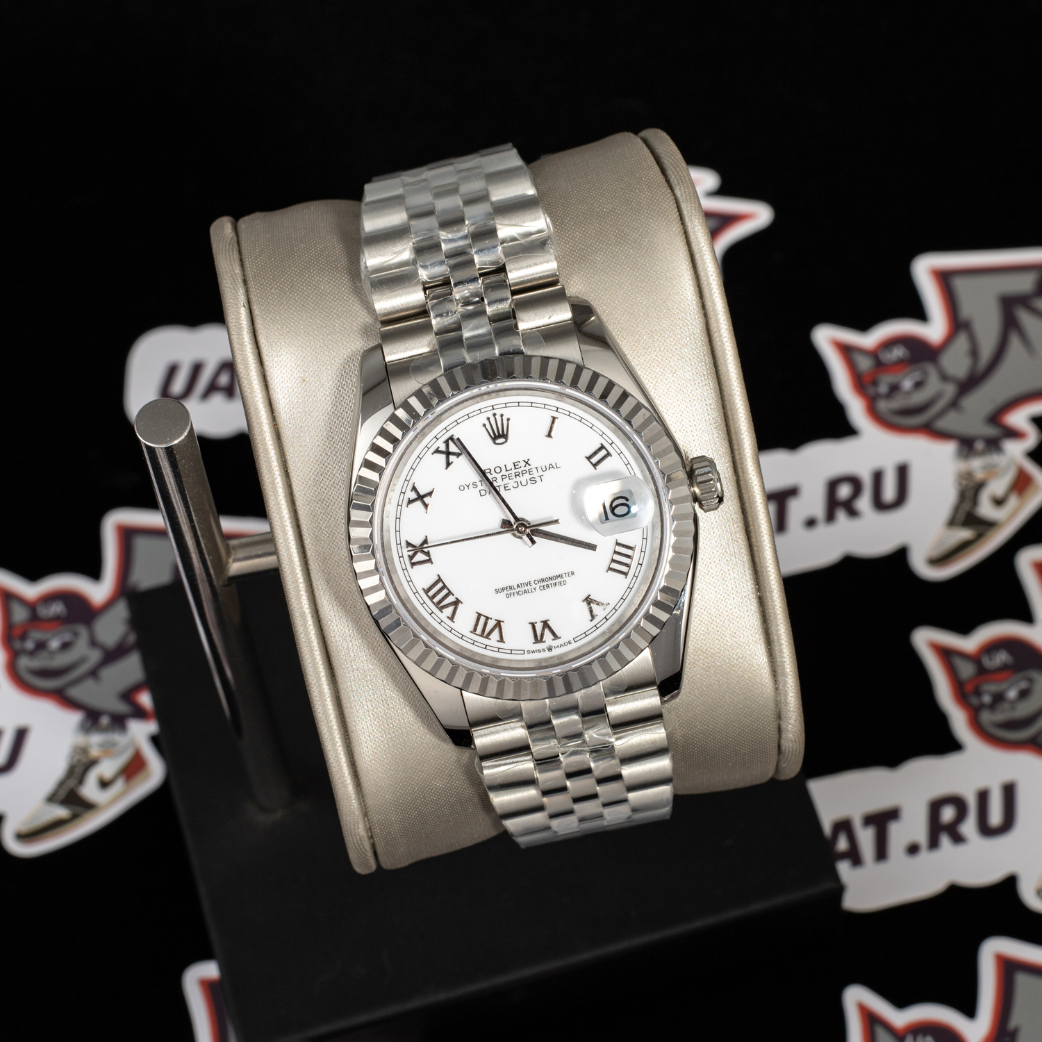 R*l*x - dj 36mm jub flt ss/ss white mop roman bp a3135 mod