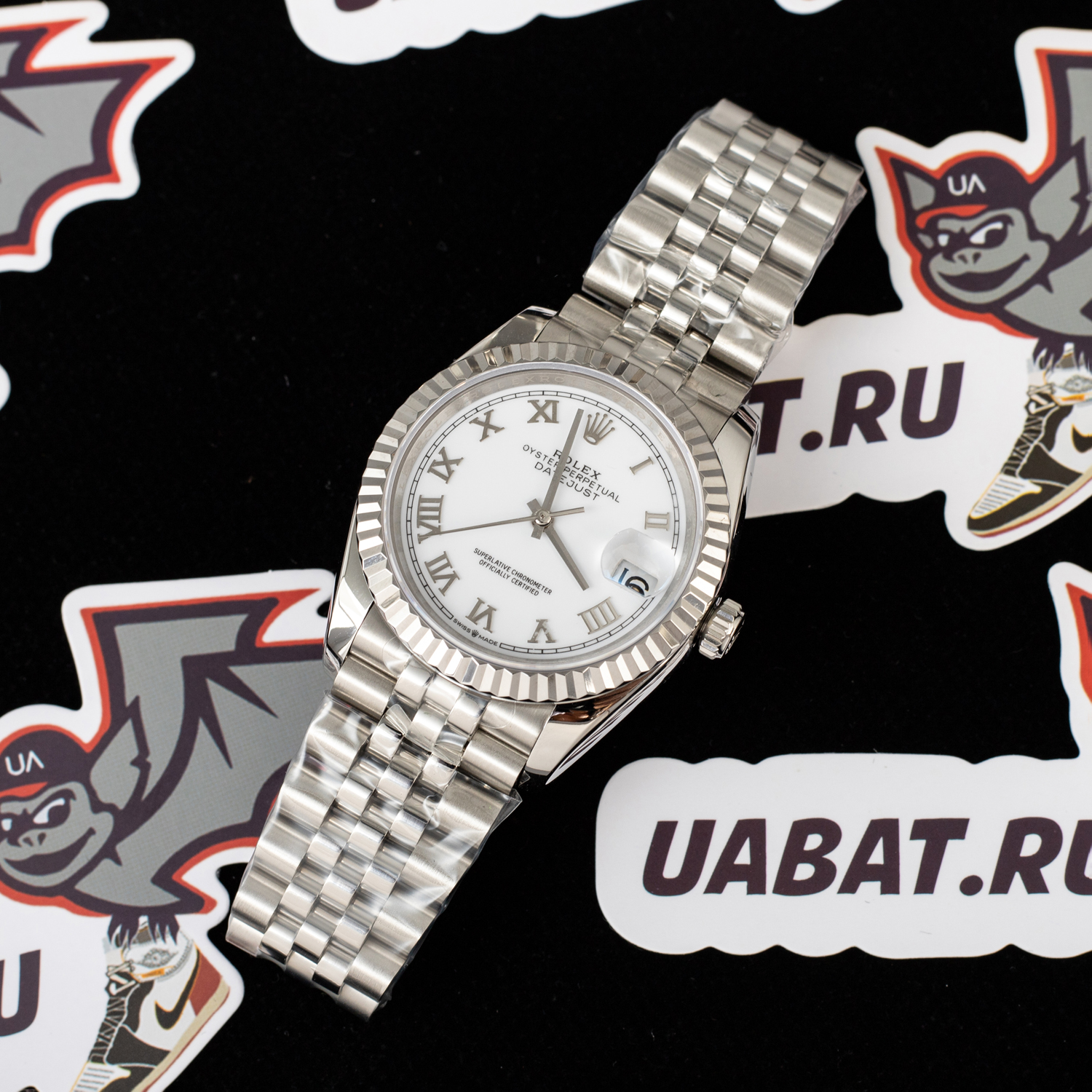 R*l*x - dj 36mm jub flt ss/ss white mop roman bp a3135 mod