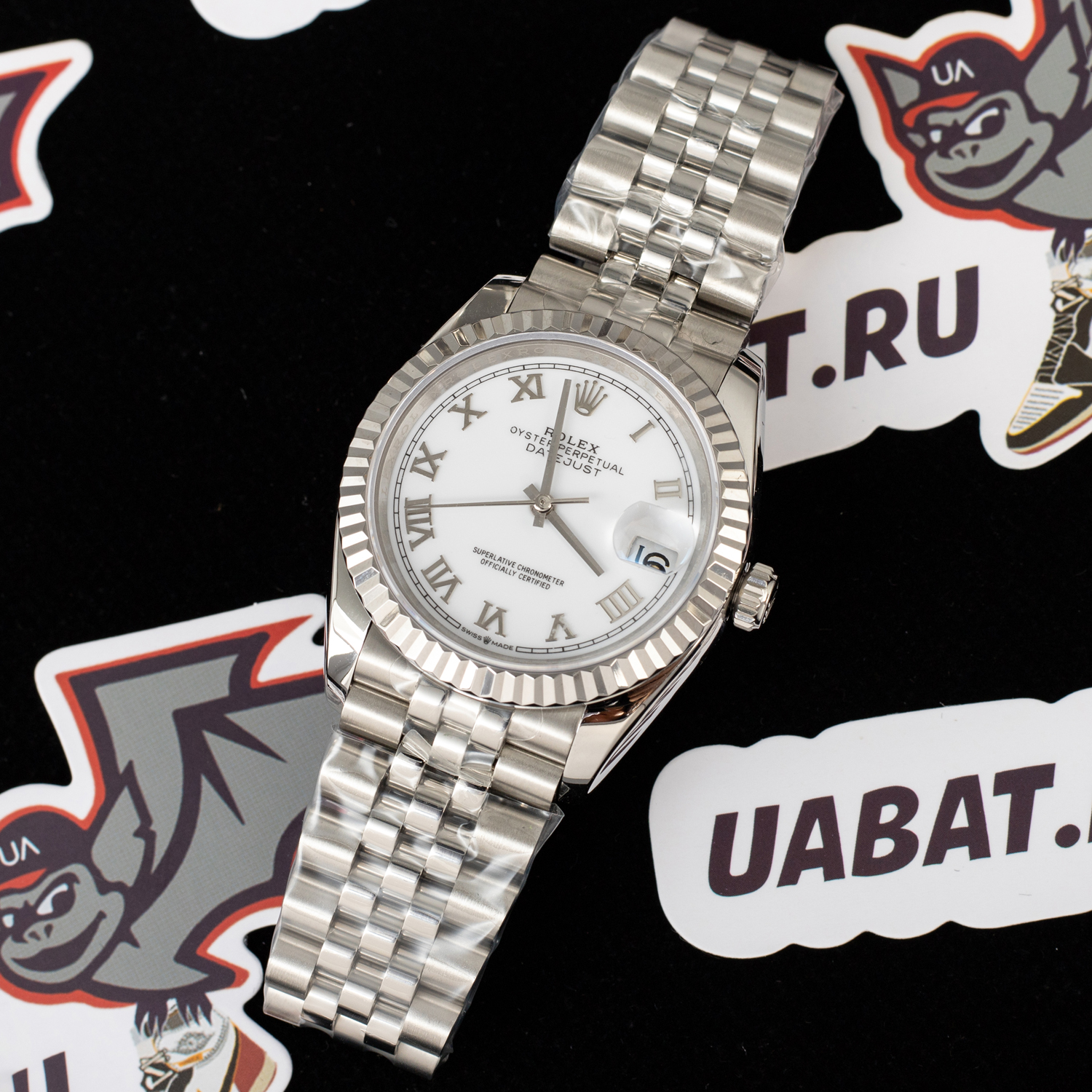 R*l*x - dj 36mm jub flt ss/ss white mop roman bp a3135 mod