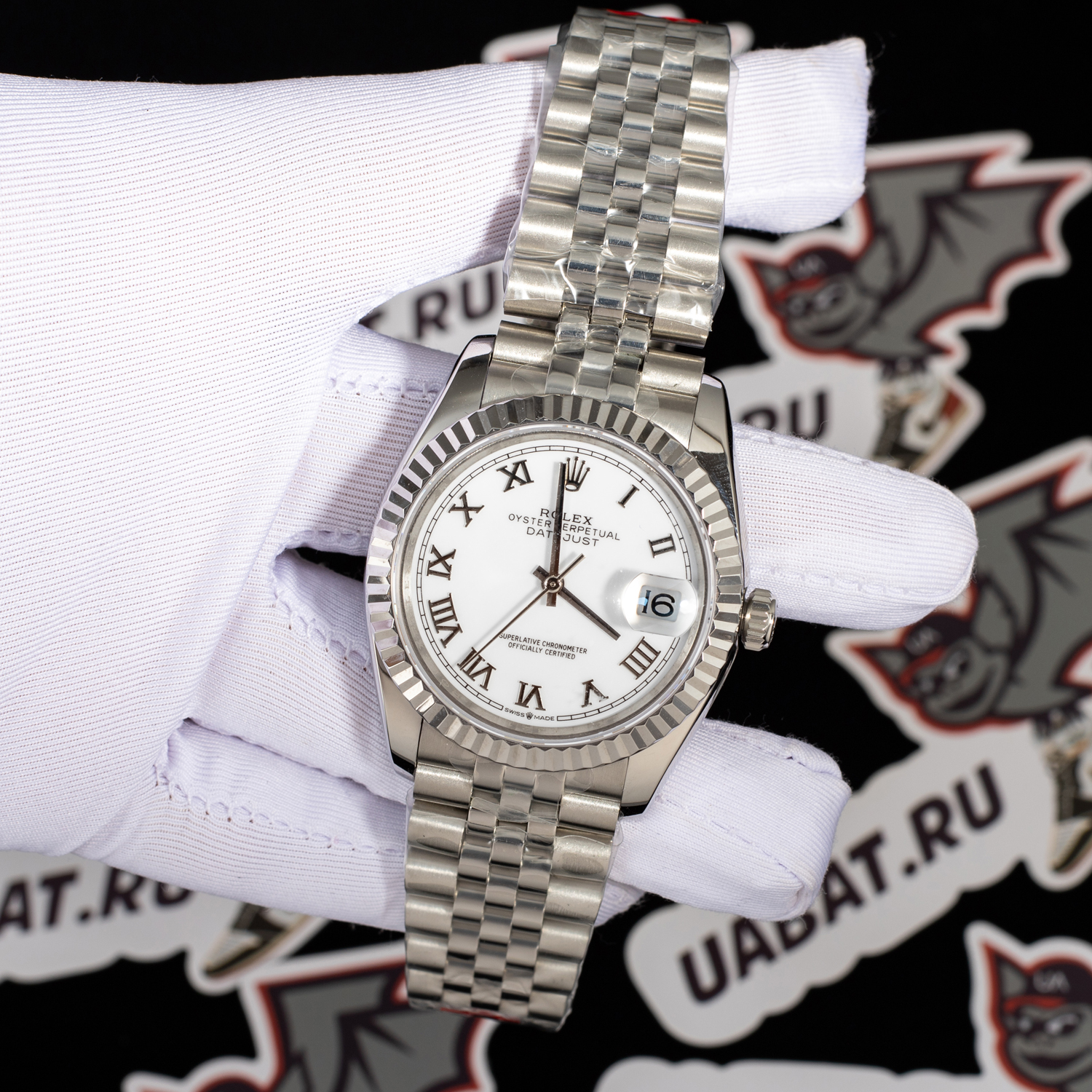 R*l*x - dj 36mm jub flt ss/ss white mop roman bp a3135 mod