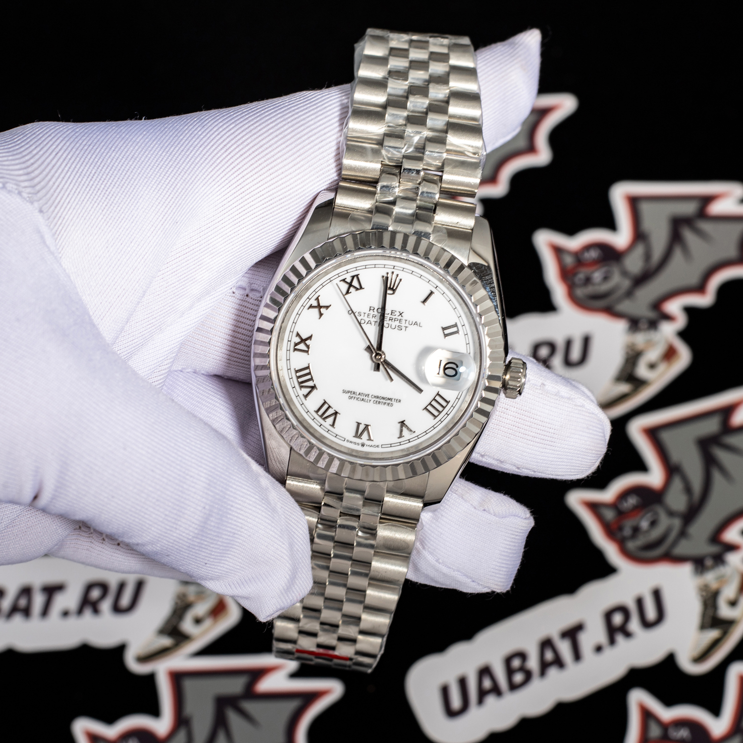 R*l*x - dj 36mm jub flt ss/ss white mop roman bp a3135 mod