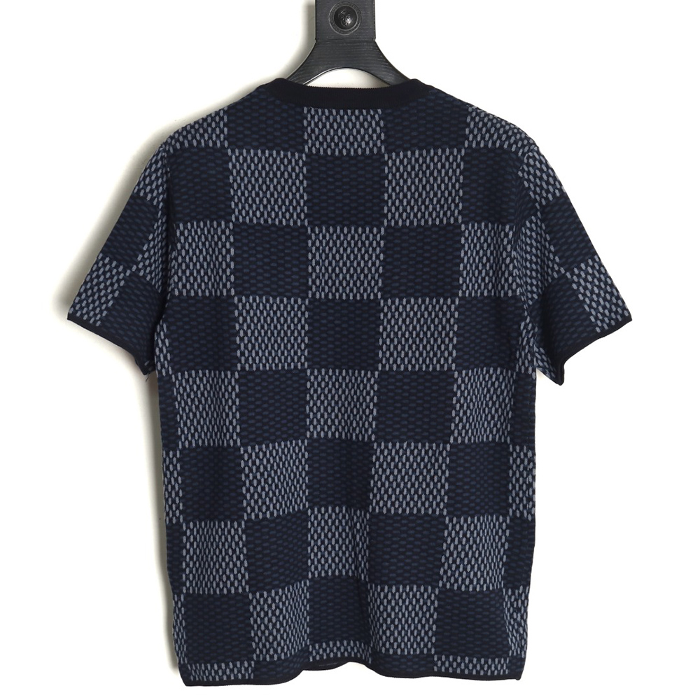 l0*is v*t0n pharrell Di*m*nd logo checkerboard knitted short-sleeved
