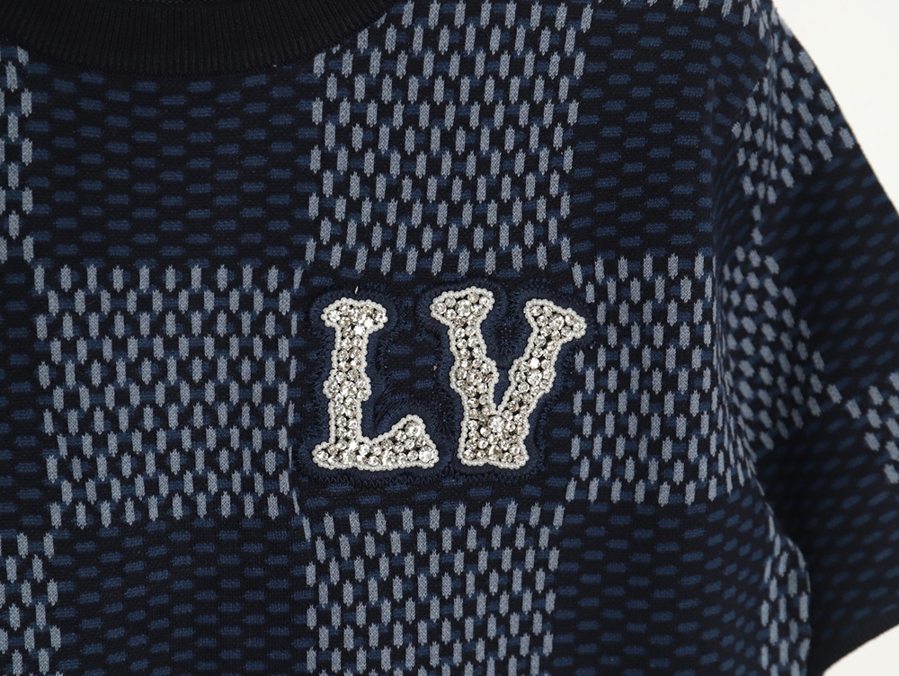 l0*is v*t0n pharrell Di*m*nd logo checkerboard knitted short-sleeved