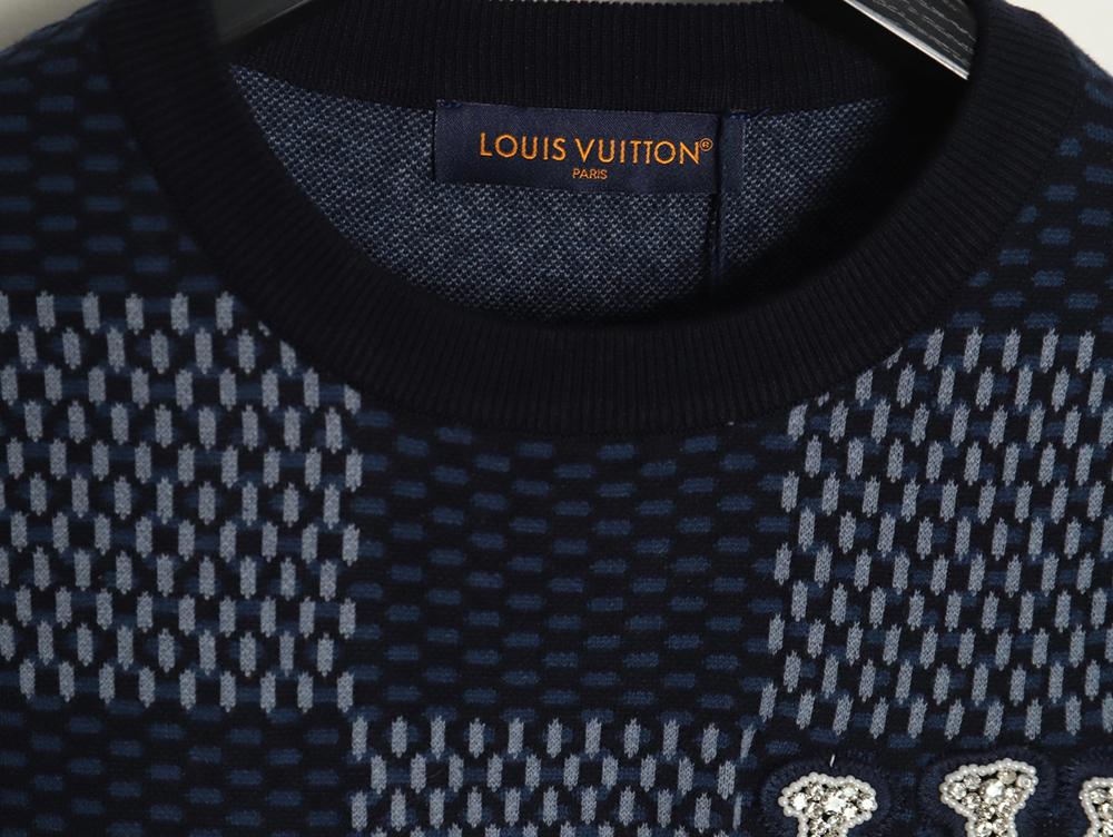 l0*is v*t0n pharrell Di*m*nd logo checkerboard knitted short-sleeved