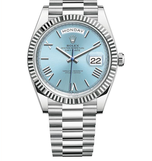 R*l*x platinum president day date 40 lce blue roman 228236