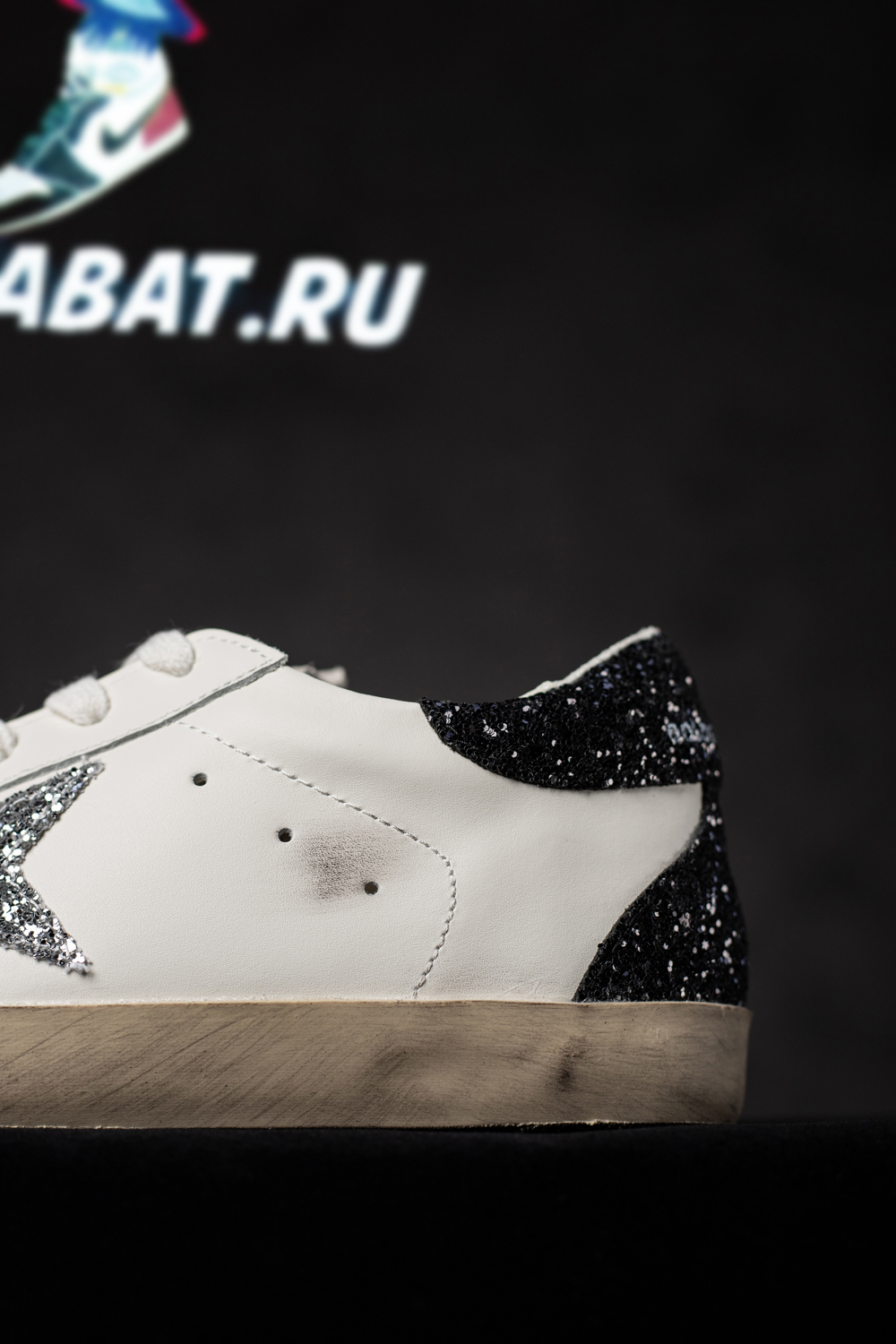 golden goose S*per-star white black glitter