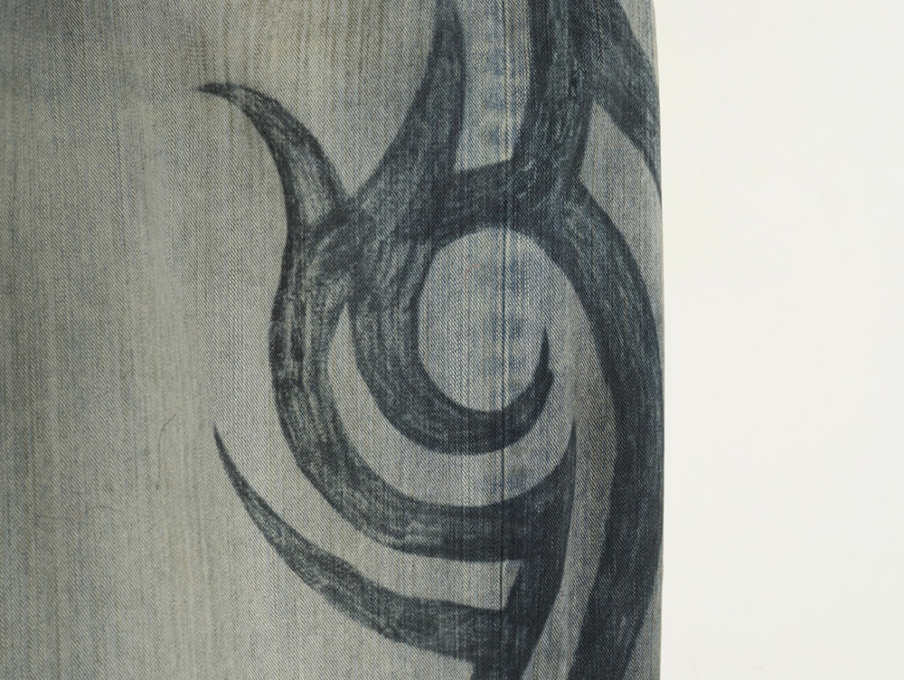 Ba*len*cia*ga y2k totem pattern drawstring jeans