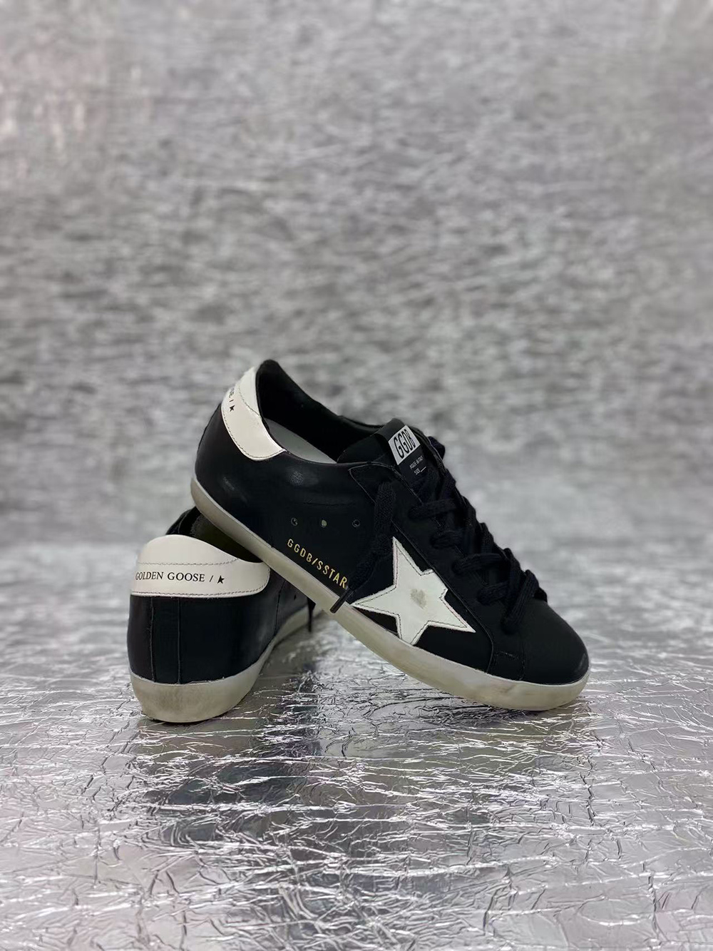 golden goose S*per-star sneakers black white