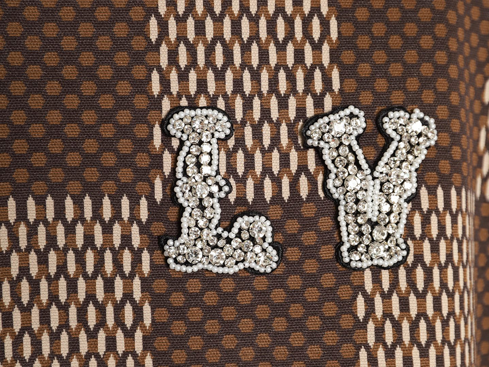 l0*is V*t0n pharrell checkerboard rhinestone woolen short-sleeved t-shirt