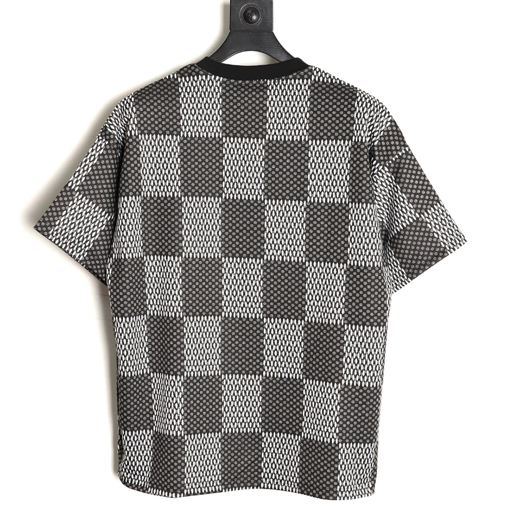 l0*is V*t0n pharrell checkerboard rhinestone woolen short-sleeved t-shirt tsk1