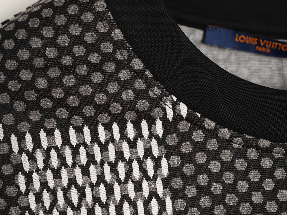 l0*is V*t0n pharrell checkerboard rhinestone woolen short-sleeved t-shirt tsk1