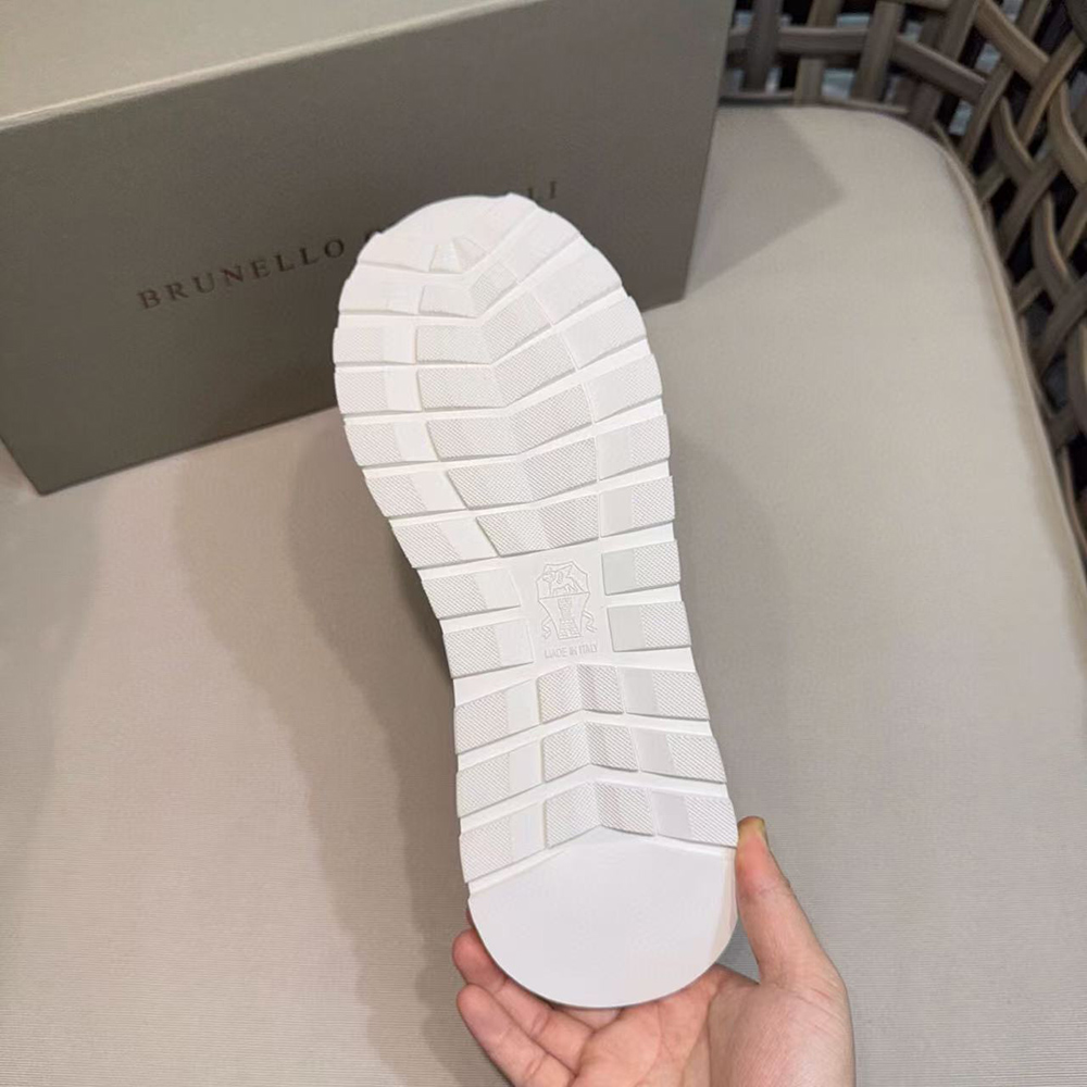 Brunello Cucinelli Washed suede and calfskin runners