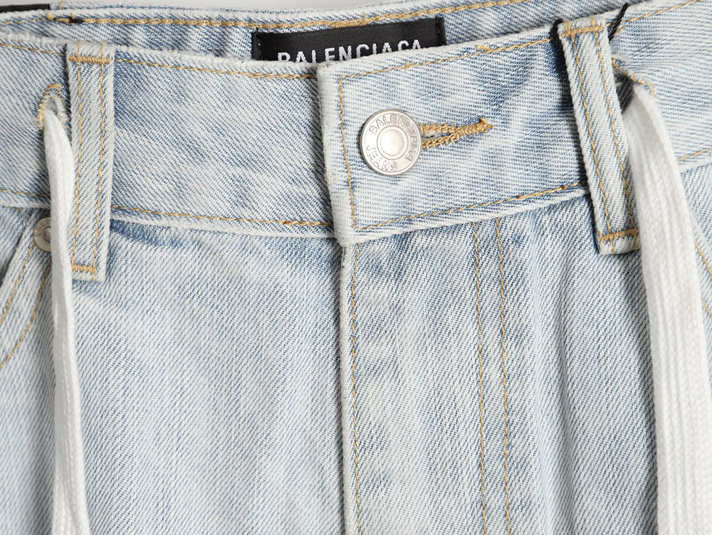 Ba*len*cia*ga denim heavy bleached washed denim shorts